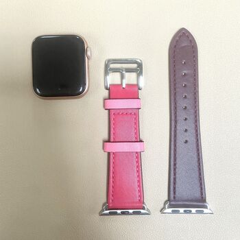 Vegan Leather Apple Watch Strap In Pink And Purple, 2 of 4