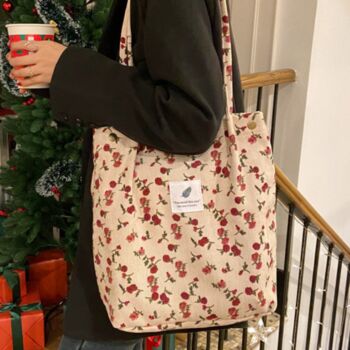 Flower Pattern Large Corduroy Bag Irregular Gradient Printing Colour, 2 of 5