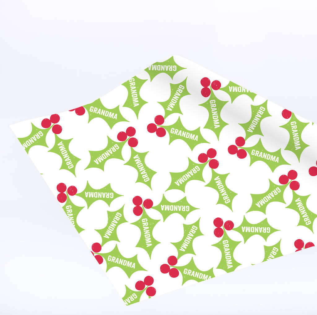 Holly Christmas Wrapping Paper 