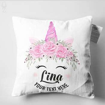 Personalised Unicorn Face Name Cushion, Gift For Little Girls, 3 of 6