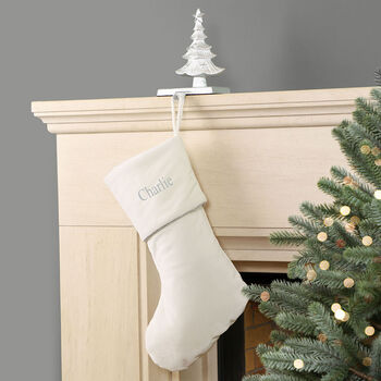Personalised White Christmas Luxury Velvet Stocking, 8 of 8