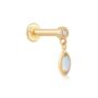 14k Solid Gold Opal Dangle Labret Stud Earring, thumbnail 1 of 6