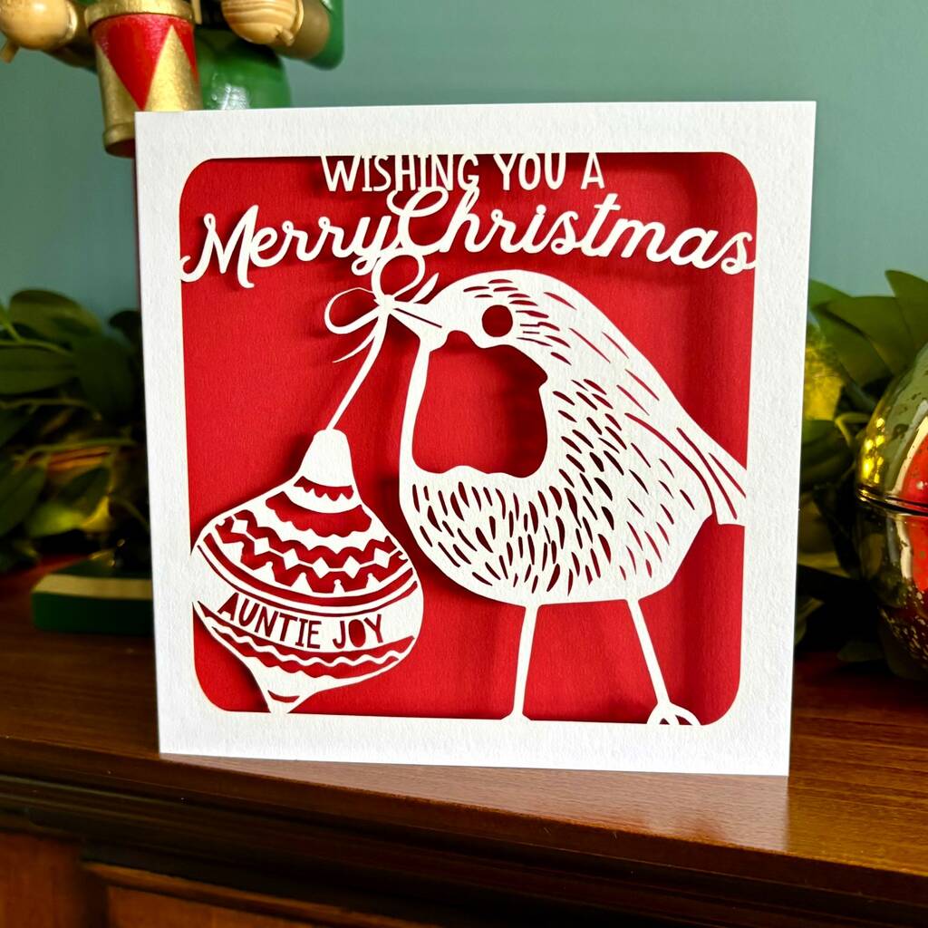 Personalised Papercut Robin Christmas Card, 1 of 6