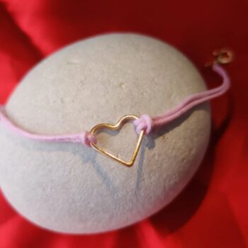 Pink String Hollow Heart Charm Bracelet, 4 of 4