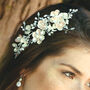 Silver Or Gold Plated Blossom Enameled Bridal Hair Clip, thumbnail 5 of 12