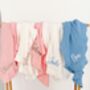 Blue Personalised Embroidered New Baby Name Cardigan, thumbnail 7 of 11