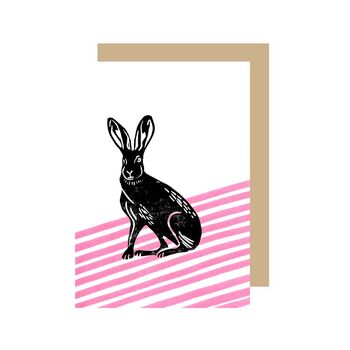 Pink Hare Greetings Card, 2 of 2
