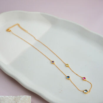 Delicate Multi Gemstone Crystal Gold Plated Necklace, 5 of 5