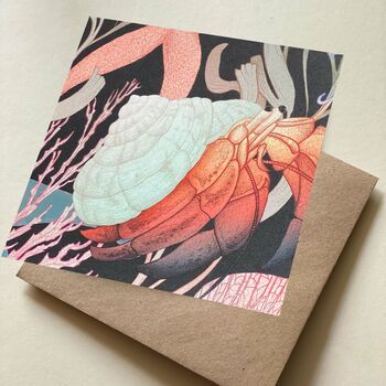 Sassy Hermit Crab Blank Greetings Card, 2 of 2