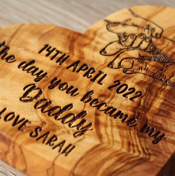 Personalised “The Day You Became My Daddy” Heart Keepsake – Custom New Dad Gift, 4 of 5