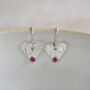 Sterling Silver Heart And Birthstone Earrings, thumbnail 3 of 5