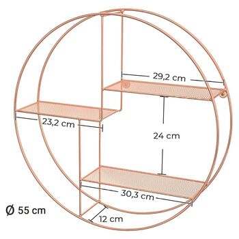 Rose Gold Industrial Metal Round Floating Shelf, 5 of 7