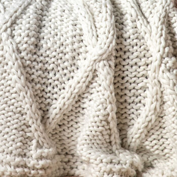 Cream Chunky Cable Knit Throw, 2 of 2