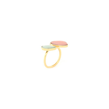 Gold Plated Duo Ring Fit All, Brown And Green, 3 of 3