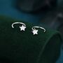 Tiny Star Huggie Hoop Earrings In Sterling Silver, thumbnail 3 of 12