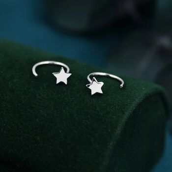 Tiny Star Huggie Hoop Earrings In Sterling Silver, 3 of 12