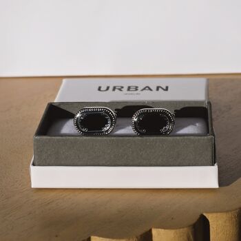 Black Silver Luxury Cufflinks Gift, 3 of 4