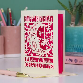 Personalised Laser Cut Birthday Card Make A Wish, 3 of 11