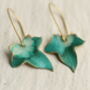Holly And Ivy Winter Forest Green Leaf Earrings, thumbnail 3 of 9