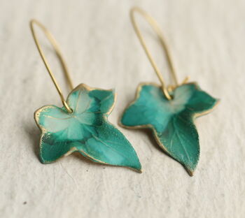 Holly And Ivy Winter Forest Green Leaf Earrings, 3 of 9