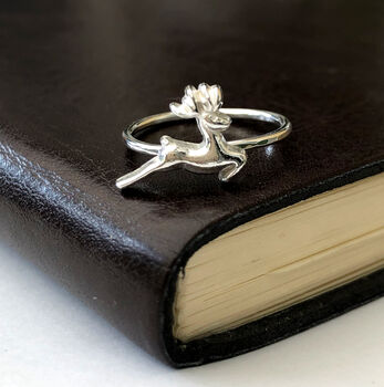 Sterling Silver Christmas Mini Reindeer Ring, 2 of 12