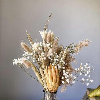 Dried Flower Posy With Protea And Gypsophila, 6 of 6