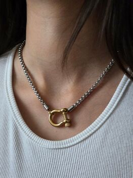 Chunky Shackle Chain Necklace – 18k Gold Plated Or Stainless Steel, Waterproof And Tarnish Free, Modern Unisex Gift, 6 of 8