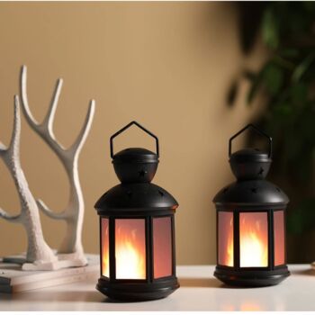 Set Of Two Plastic Table Lamp Pattern Style, 4 of 6