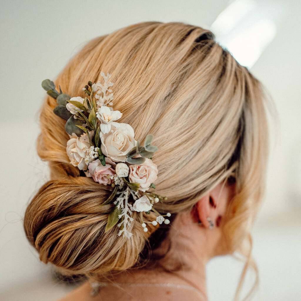 Pink, Blush And White Flower Hair Comb, 1 of 7