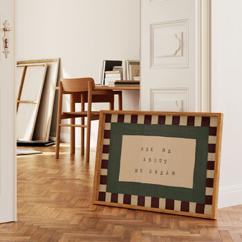 Ask Me About My Dream Checkered Bedroom Wall Print, 2 of 9