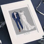 Illustrated Wedding Dress Illustration Portrait, thumbnail 3 of 10