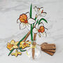 Handpainted Wooden Oak Daffodils In Vase, thumbnail 3 of 5