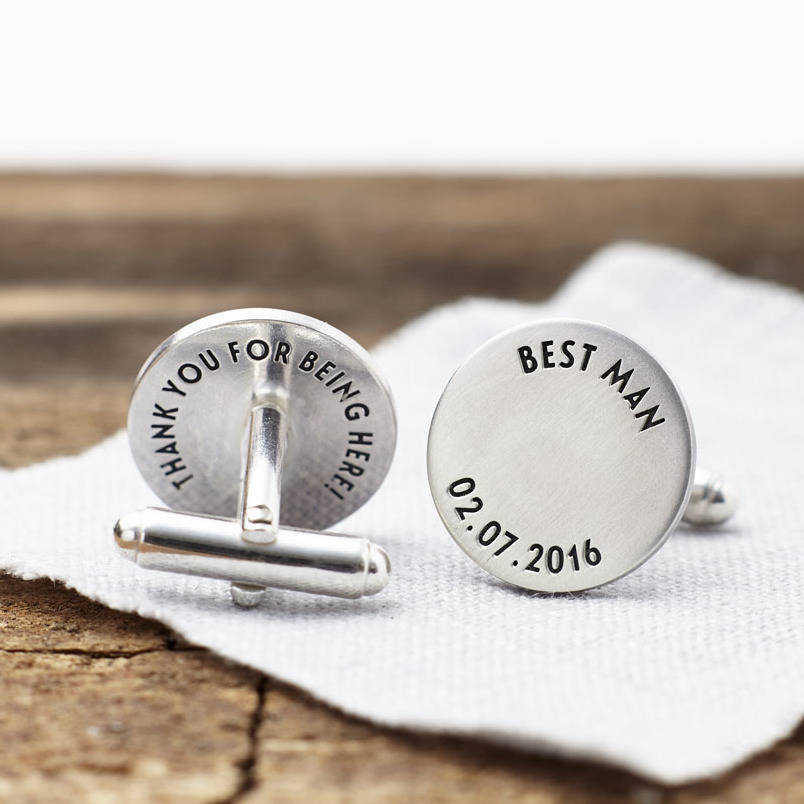 Personalised Sterling Silver Wedding Party Cufflinks By Sally Clay