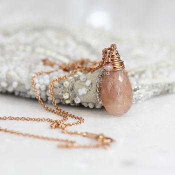 Peach Moonstone Necklace In Silver, Gold Or Rose Gold, 2 of 6