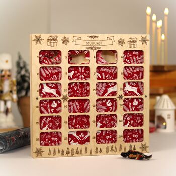 Personalised Wooden Reusable Christmas Advent Calendar, 3 of 12