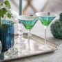 Set Of Two Electroplated Peacock Design Martini Glasses, thumbnail 3 of 3