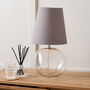 Clear Glass And Grey Shade Table Lamp, thumbnail 1 of 10