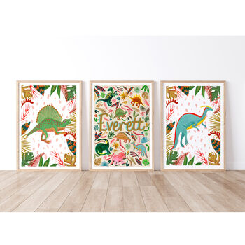 Colourful Dinosaur Name Print Set, 4 of 12