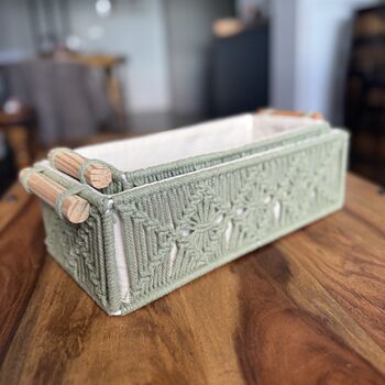 Set Of Two Macrame Skincare Makeup Organiser Storage, 5 of 11