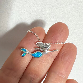 Sterling Silver Opal Mermaid Necklace, 4 of 7
