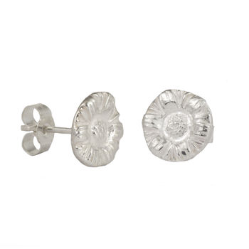 Recycled Silver Daisy Earrings Handcrafted In The UK, 5 of 10