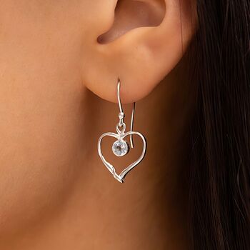 Molten Sterling Silver Topaz Open Heart Drop Earrings, 2 of 7