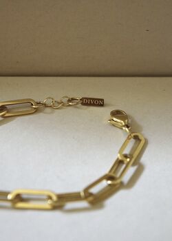 Paperclip Chain Bracelet 18 K Gold Plated Adjustable Gift, 3 of 4