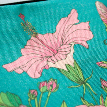 Tropical Hibiscus Lined Cotton Cosmetics Bag, 5 of 7