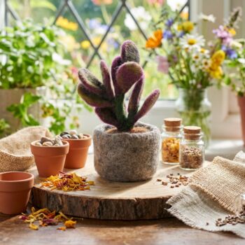 Handmade Felt Biodegradable Ficus Elastica Plant, 4 of 4