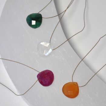 July Birthstone Crystal Gemstone Briolette Silk Cord Necklace, 4 of 4