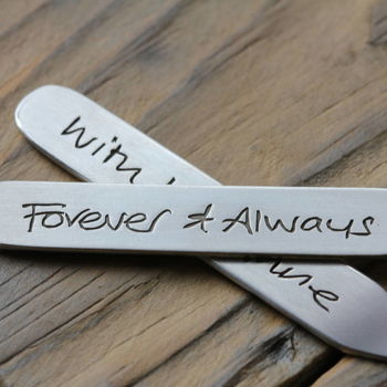 We Love You Daddy Personalised Silver Collar Stiffeners, 4 of 8