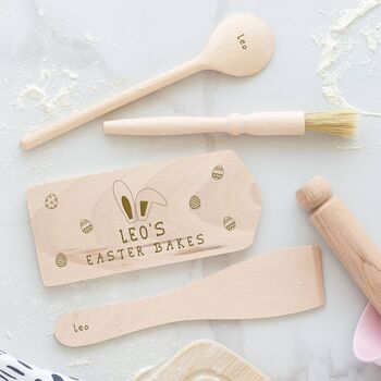 Personalised Easter Kids Wooden Baking Set, 3 of 3