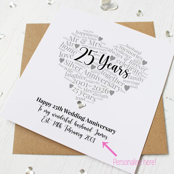 Personalised 25th Wedding Anniversary Card, 3 of 4