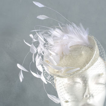 Bridal Feather Cocktail Hat With Net Veil, 7 of 7